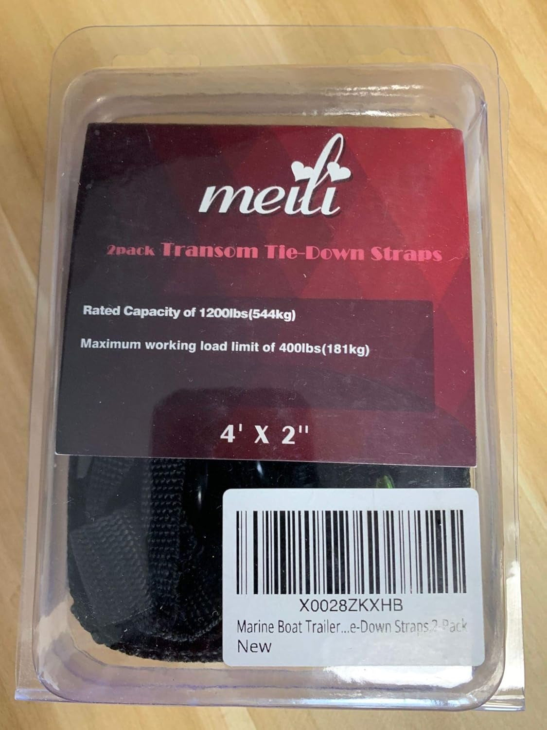 MEILI Heavy Duty Boat Trailer Transom Strap (2PK) - 2 Inch X 48 Inch Adjustable Marine Boat Tie down Straps to Trailer (Shipped from USA) with Quick Release Buckle1200 LBS Capacity Securely