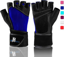 Rimsports Premium Leather Weight Lifting Gloves with Wrist Support for Supreme Protection Wrist Wrap Gloves with Palm Padded and Thumb Protected Workout Gloves for Weightlifting, Pullups & Deadlift