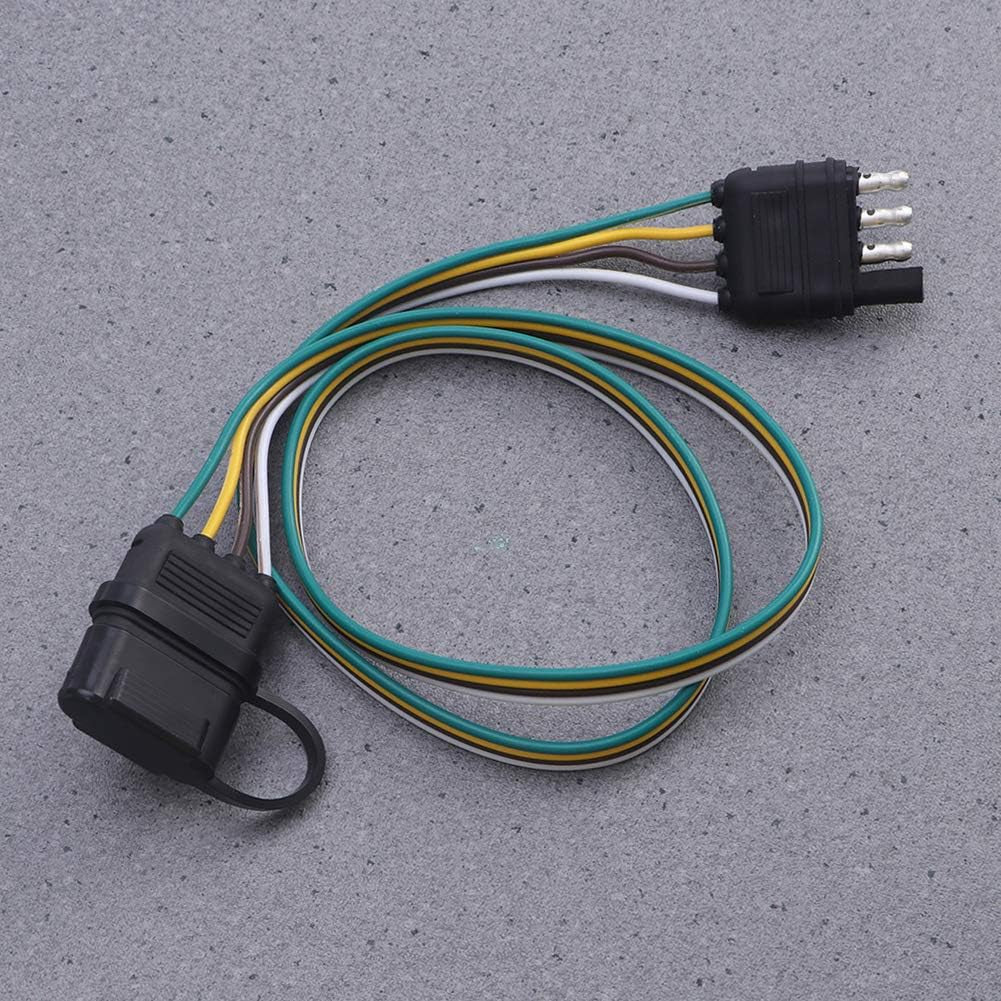 Trailer 4 Wire Plug 32" Inch 4 Pin Flat Wire Extension Male & Female Connector