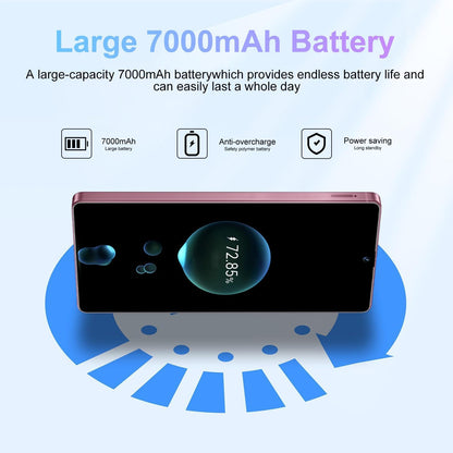 I25 Ultra Unlocked Android Smartphone - 12GB RAM, 512GB Storage, 6.99" HD Display, 7000mAh Battery, Snapdragon 8 Gen 3, 68MP + 108MP Professional Camera, Android 14, Face Unlock, Stylus Included (Rose)