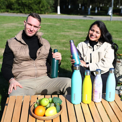 BJPKPK 17Oz Insulated Stainless Steel Water Bottles,Sports Water Bottles Keep Cold for 24 Hours and Hot for 12 Hours,Bpa Free for Travel,Angle White