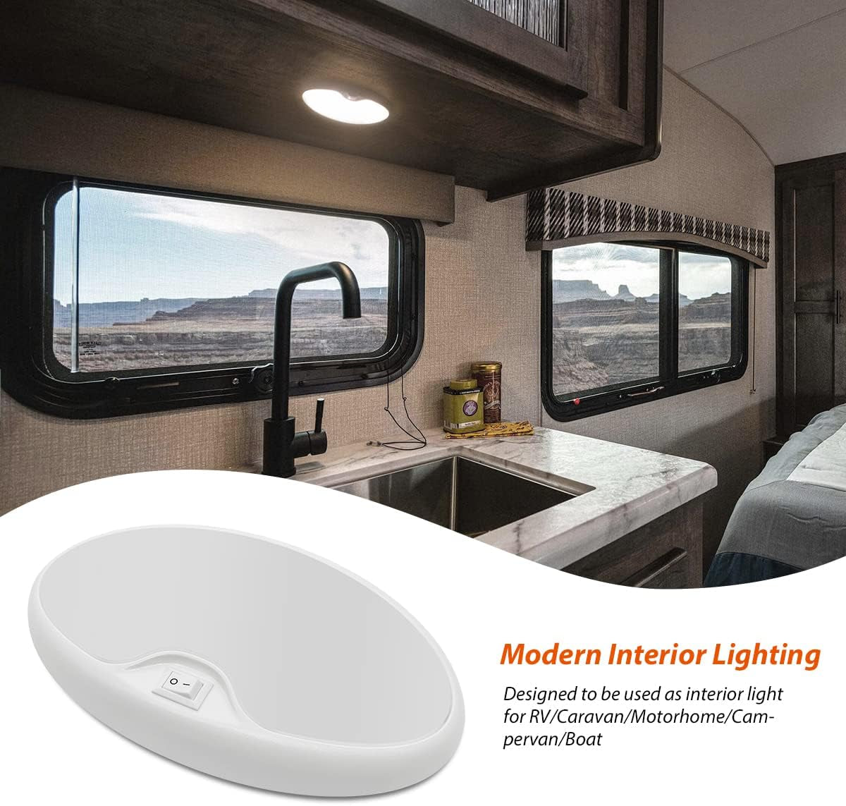 Dream Lighting 12V RV Interior Light with On/Off Switch 6 Inch Oval LED Ceiling Light 4.5W 3500K Soft White Lighting, Pack of 1