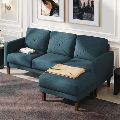 Belffin Convertible Sectional Sofa Couch with Chaise L Shaped Reversible Blue