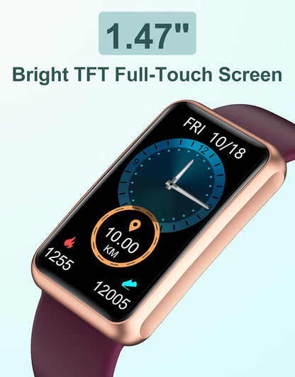 HUAKUA Fitness Tracker No Bluetooth No APP No Phone Needed, Fitness Watch for Men Women Parents IP68 Waterproof with Full Touch Screen Steps Calories Counter Sleep Tracker Alarm Clocks (Purple)