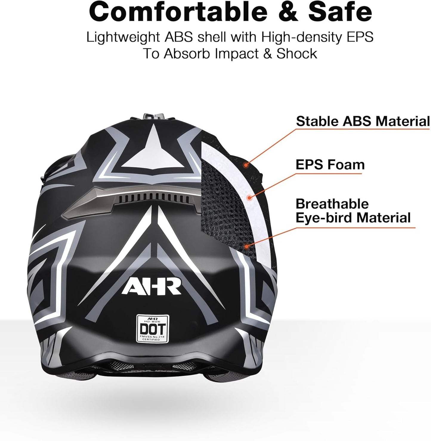 AHR Adult Offroad Dirt Bike Helmet Motocross ATV Dirtbike Outdoor BMX MX Full Face Motorcycle Helmet DOT Approved