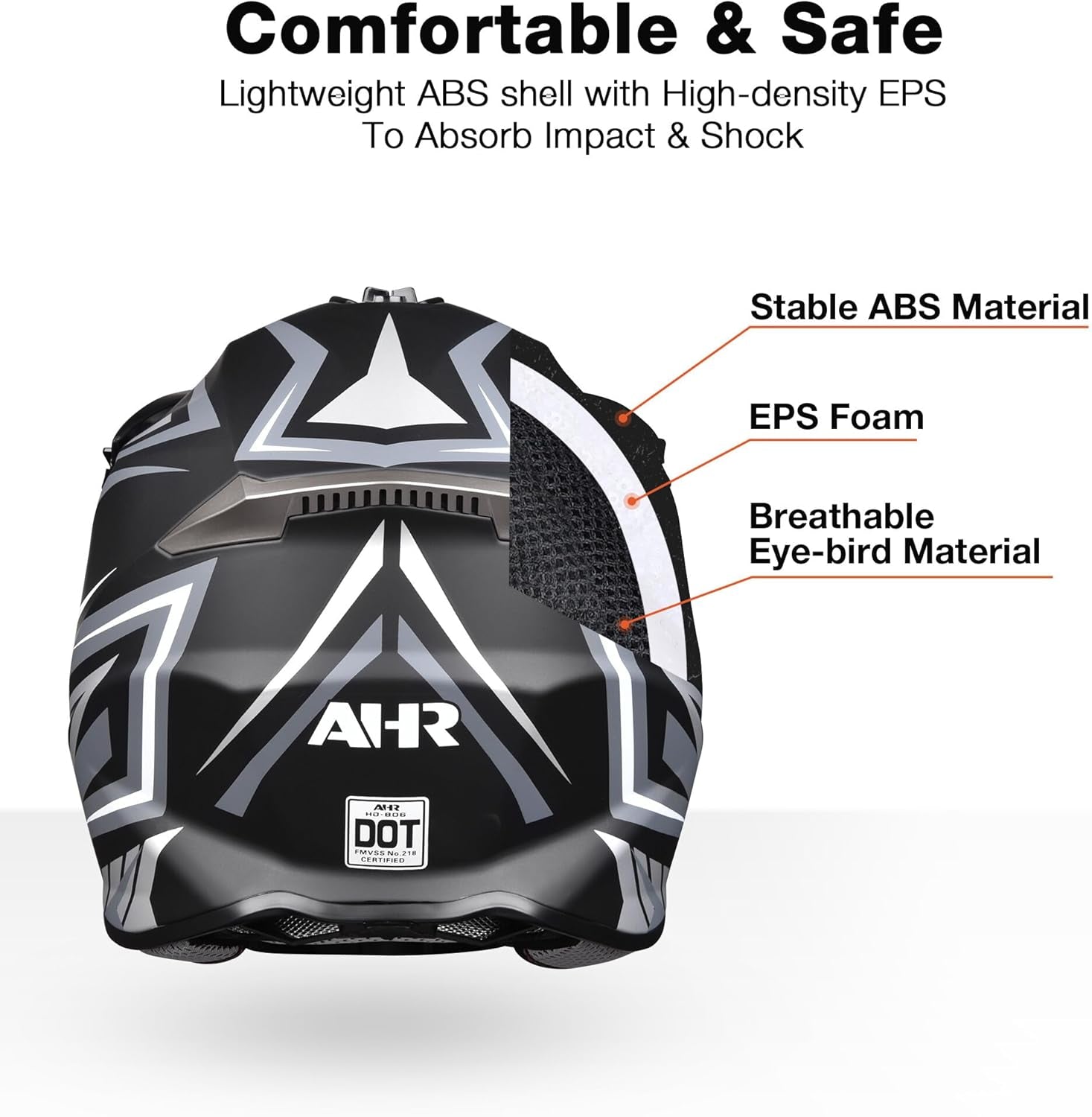 AHR Adult Offroad Dirt Bike Helmet Motocross ATV Dirtbike Outdoor BMX MX Full Face Motorcycle Helmet DOT Approved