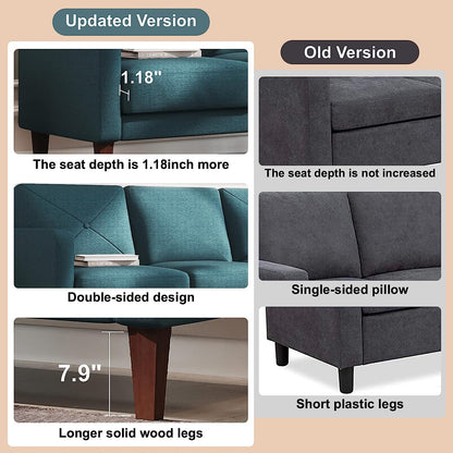 Belffin Convertible Sectional Sofa Couch with Chaise L Shaped Reversible Blue