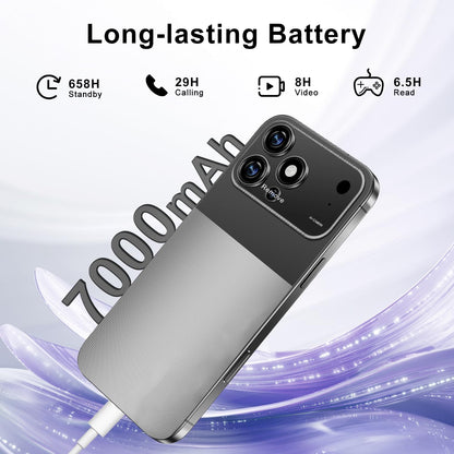 Proma X 17 Unlocked Smartphone - 6.99" HD Display, 5G Connectivity, 16+1TB Storage, 7000mAh Battery, 72+108MP Dual Camera, Fingerprint and Face ID Security, Dual SIM (Black)