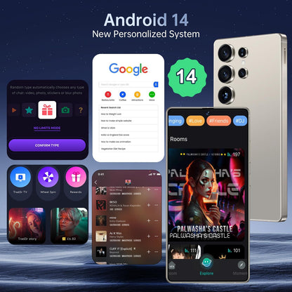 I25 Ultra Smartphone 16GB+512GB Android 14 Smartphone, 6.99" FHD+ Display, 7000Mah Battery, 108MP+68MP Dual Camera, Built-In Pen Stylus, Fast Performance Large Memory (Titanium Gray)