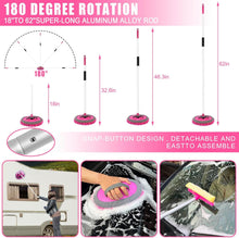 Pink 62" Car Wash Brush with Long Handle,Chenille Microfiber Car Wash Mop Sponge Mitt ,Windshield Window Squeegee,Wheel Brush,Car Detailing Brushes,Car Duster,Towel,Car Cleaning Kit for Cars RV Truck