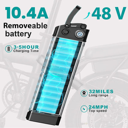 Electric Bike for Adults Teens, Commuter City Folding Ebike with 560W Motor and 48V Battery, 24MPH 3 Level Pedals Assist, Dual Disc Brakes,14" Compact Foldable Electric Bicycle with UL 2849 Certified