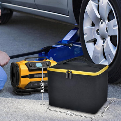 Air Compressor Storage Bag Compatible with Astroai Tire Inflator for Car Tire Pump 150PSI 12V DC/110V AC, Air Pump Carrying Case Holder for Lighter Extension Cord and Batteries (Black)