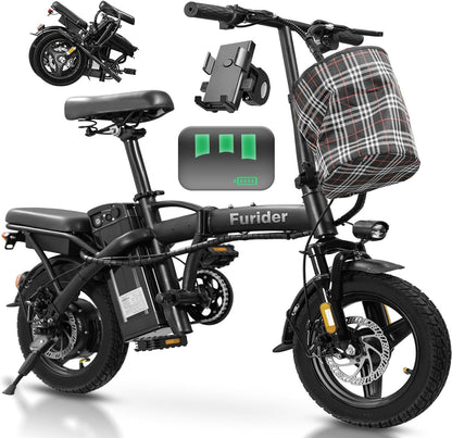Electric Bike for Adults Teens, Commuter City Folding Ebike with 560W Motor and 48V Battery, 24MPH 3 Level Pedals Assist, Dual Disc Brakes,14" Compact Foldable Electric Bicycle with UL 2849 Certified