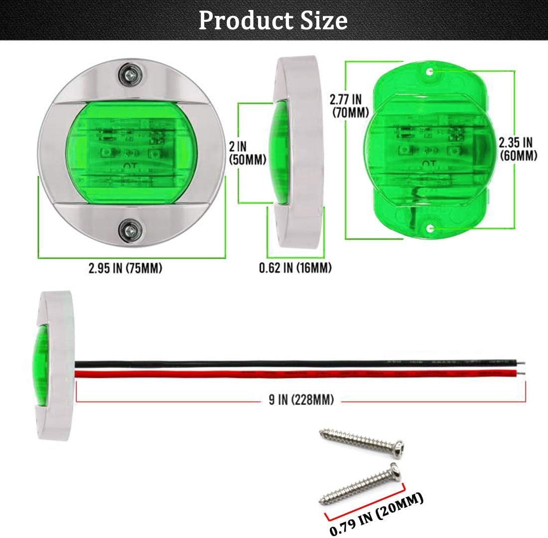 Boaton LED Night Fishing Lights - Courtesy, Deck, Navigation Lights for Boats (Green)