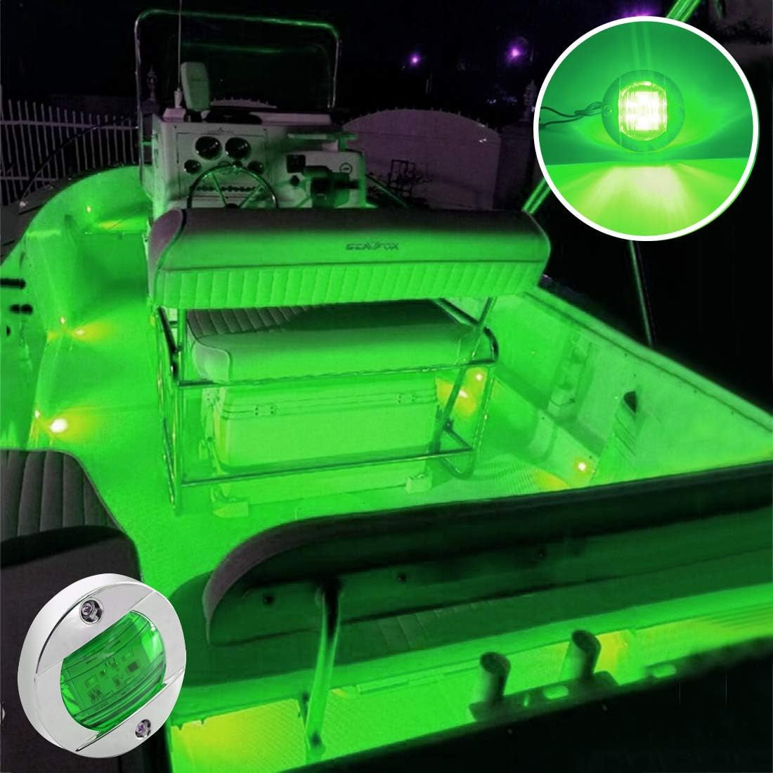 Boaton LED Night Fishing Lights - Courtesy, Deck, Navigation Lights for Boats (Green)