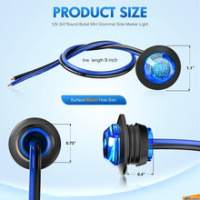 Nilight 10 PCS 3/4 Inch round LED Clearance Light Front Rear Side Indicator Bullet Marker Lamp for Truck RV Car Bus Trailer Van Caravan Boat, Blue