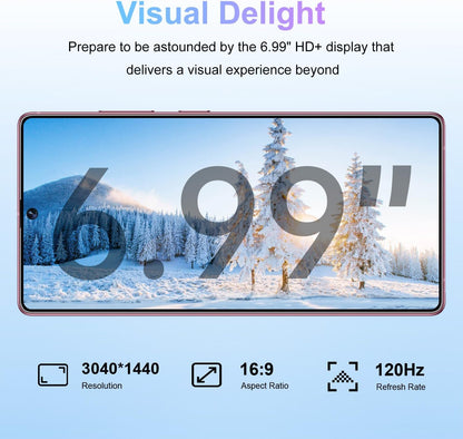 I25 Ultra Unlocked Android Smartphone - 12GB RAM, 512GB Storage, 6.99" HD Display, 7000mAh Battery, Snapdragon 8 Gen 3, 68MP + 108MP Professional Camera, Android 14, Face Unlock, Stylus Included (Rose)