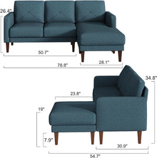 Belffin Convertible Sectional Sofa Couch with Chaise L Shaped Reversible Blue