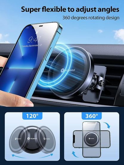 VICSEED for Magsafe Car Mount [Upgraded Strongest Magnet Power] Magnetic Phone Holder for Car Vent 360 Adjustable Magnetic Car Phone Holder Mount for Iphone 17 Pro Max 16 15 14 13 12 plus Mini