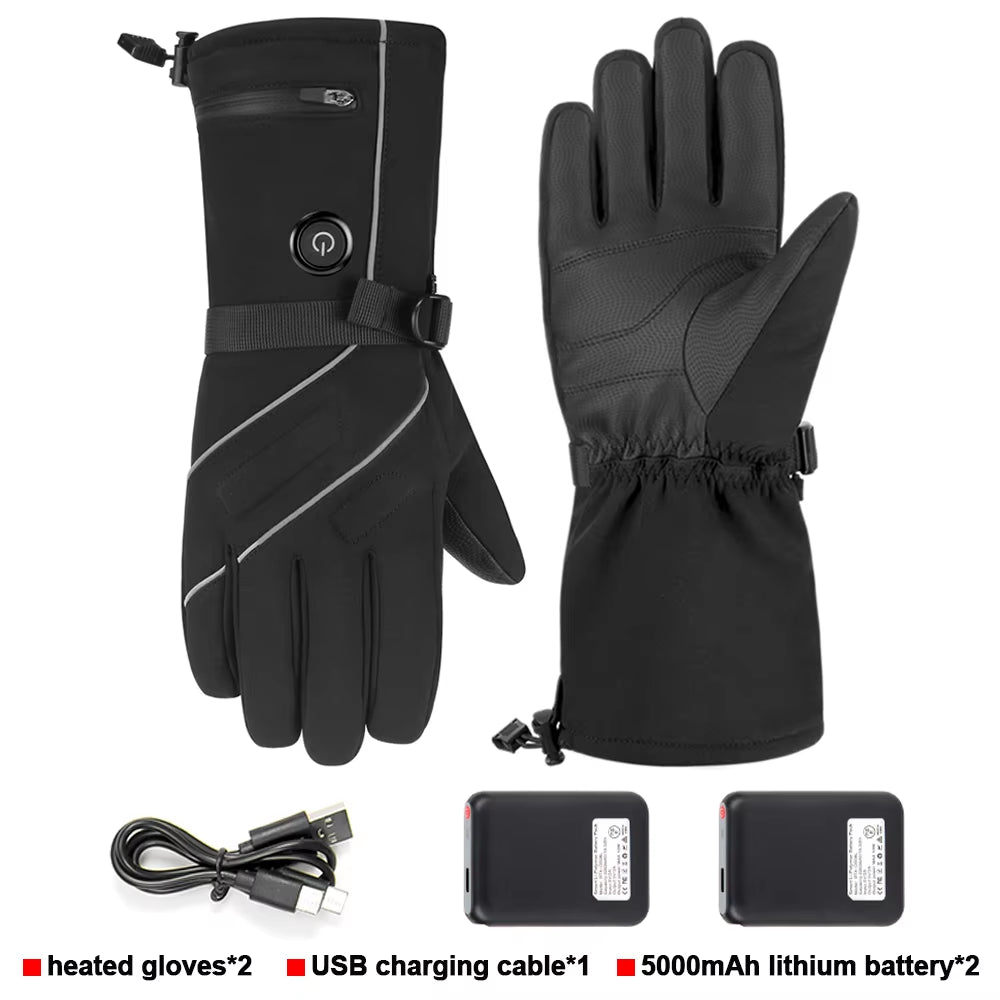 Motorcycle Heated Gloves Winter Warm Heated Gloves Skiing Snowboarding Waterproof Touch Screen Motorcyclist Heated Gloves